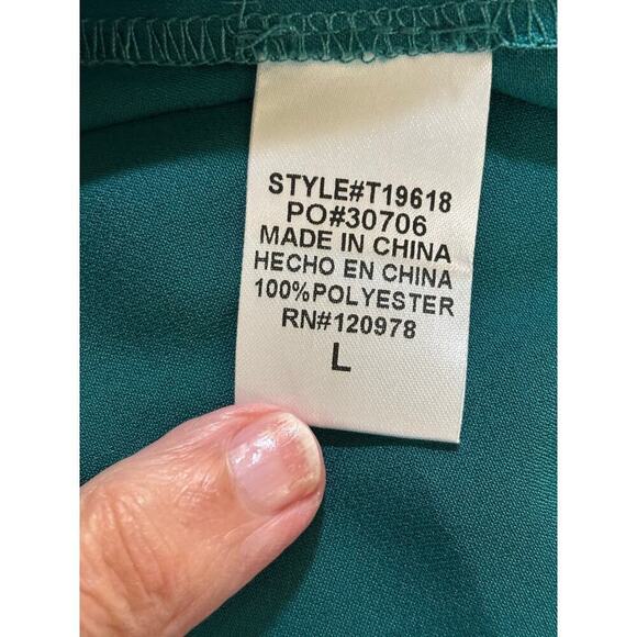 Lyn Burches teal top, large, flowy, oversized, boho luxe, minimalist elegance - Picture 6 of 6